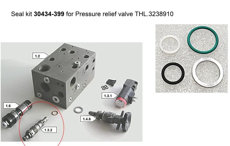 Комплект уплотнений предохранительного клапана 30434-399