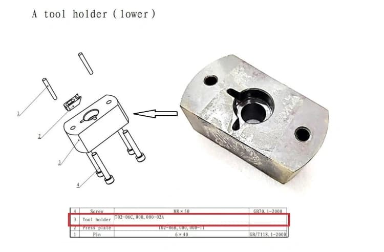 Нижний держатель инструмента, станция А, (для револьвера ABCD) T02-06C,000,000-02A