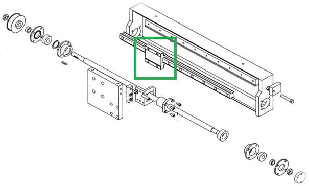 Линейная направляющая оси X в сборе с танкеткой для гибочного станка