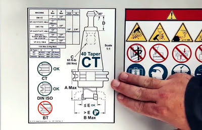 Наклейка на фрезерном станке Haas