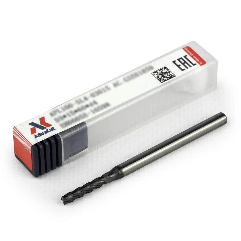 Фреза концевая твердосплавная APL100-SQCL4-030-015-000, длинная режущая часть, ØD 3 мм