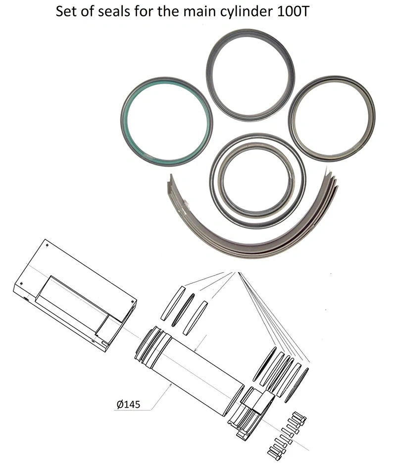 Комплект уплотнений главного цилиндра 100T (145мм)