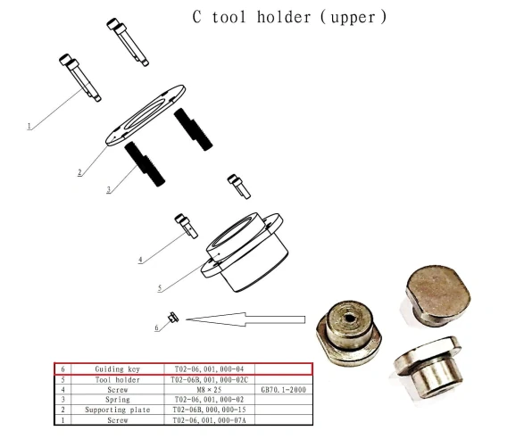 Направляющая шпонка пуансона верхнего держателя, станции С,D T02-06,001,000-04A