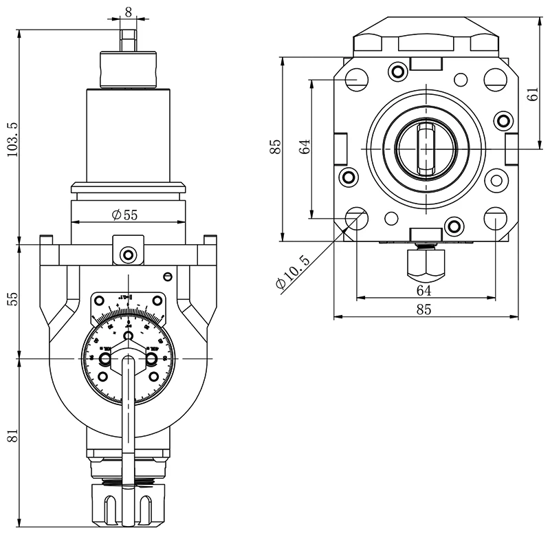 Приводной регулируемый (±90°) блок AdvaCUT BMT55, ER20, T=1:1, RMP=6000, внеш. СОЖ
