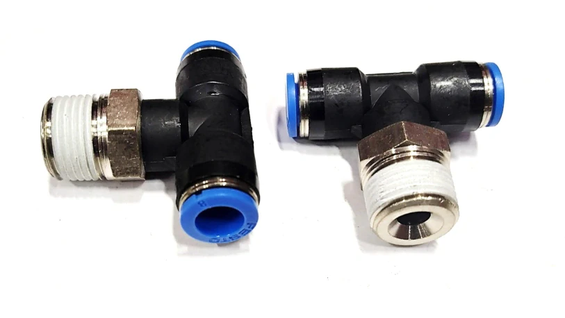 Тройник резьбовой для соединения пневматических трубопроводов QST-3/8-8-50