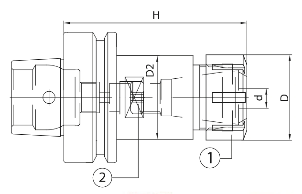 Цанговый патрон HSK 63 x ER32, H=73 мм DIN 69893 F