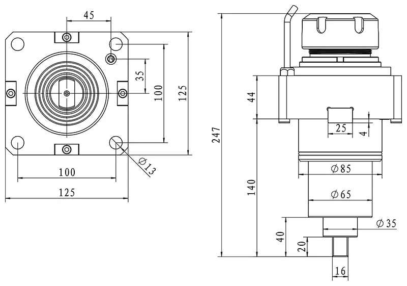 Приводной прямой блок AdvaCUT BMT85, ER50, T=1:1, RMP=4000, внеш. СОЖ