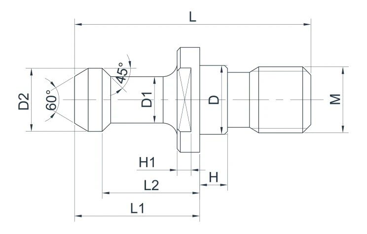 Болт тяговый (штревель) с отверстием, с кольцом, 45°, BT50, MAS403/BT, 1шт.