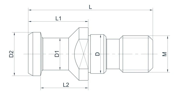 Болт тяговый (штревель) без отверстия, без кольца, 0°, SK50-DIN69872, 1шт.