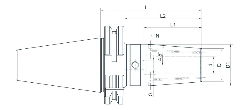 Термозажимной патрон AdvaCut SK50, ø=8мм, H=120мм, с уклоном 4.5°, c внутр. каналами СОЖ; DIN69871; G2.5
