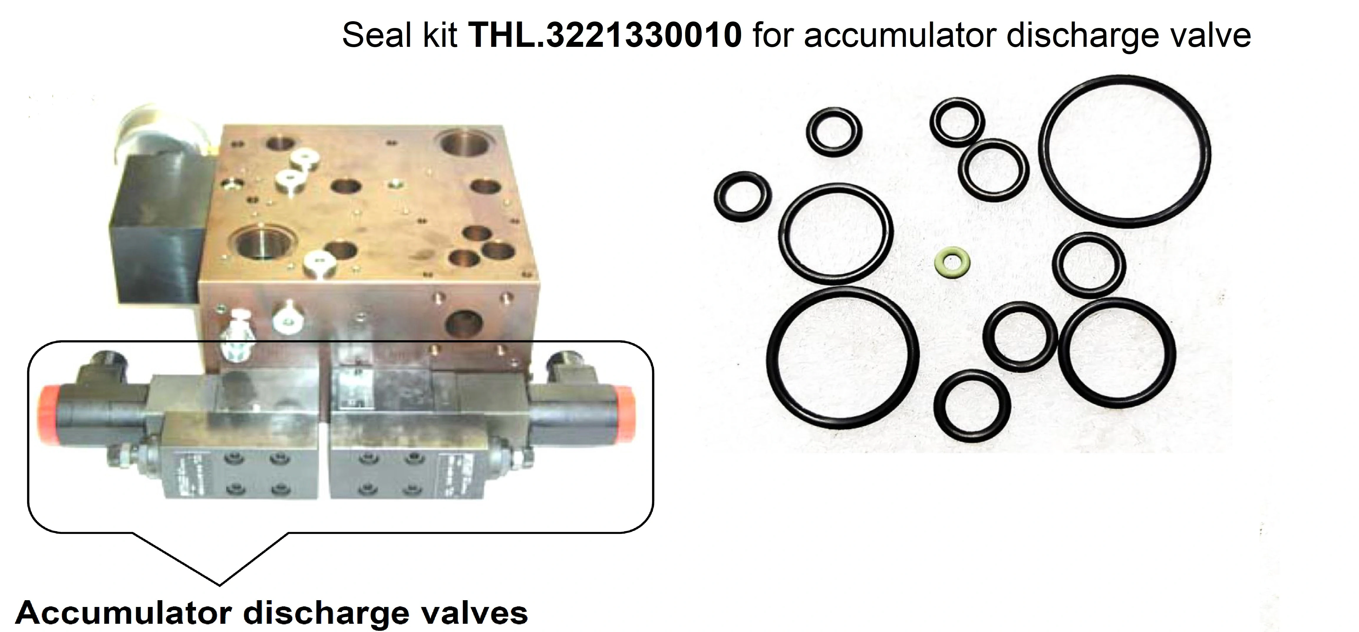 Комплект уплотнений клапана разрядки аккумулятора THL.3221330010