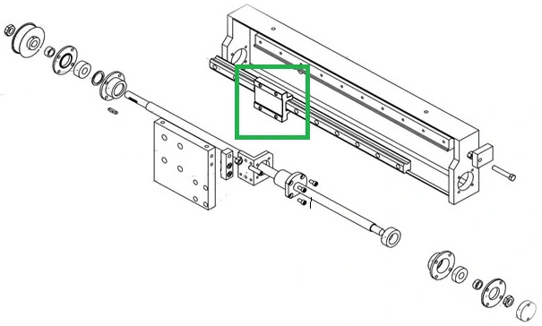 Линейная направляющая оси X в сборе с танкеткой для гибочного станка