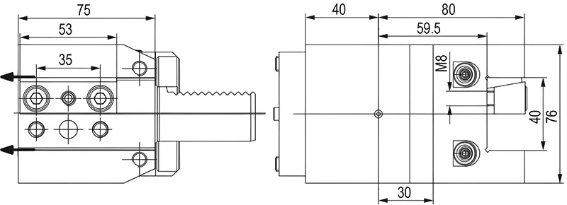 Держатель осевых резцов 20х20 мм, VDI30 OKUMA, H=76 мм