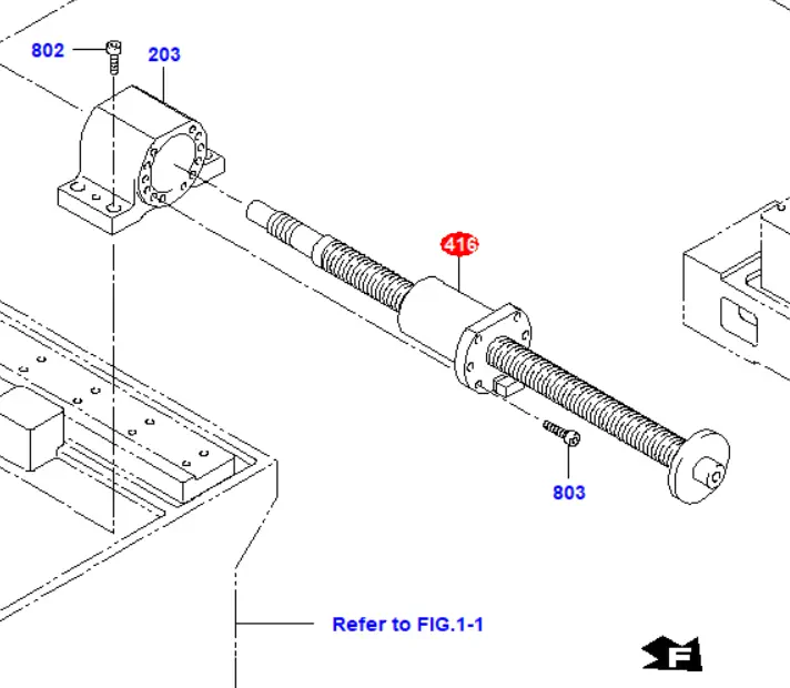 Шарико-винтовая пара оси Y, модель BIF2505E-10RRG0+511LC5B. Реплика DBD7700 (2210001664)