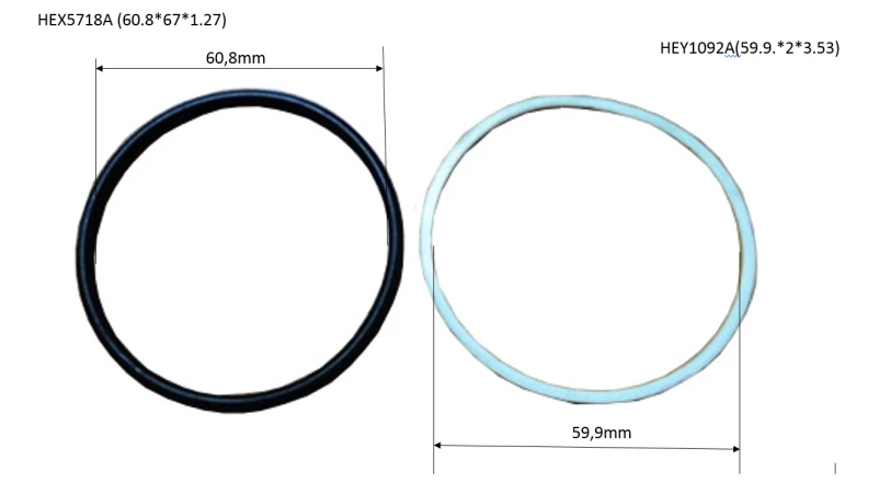 Комплект уплотнительных колец HEY1092A (59.9*2*3.53), HEX5718A (60.8*67*1.27)