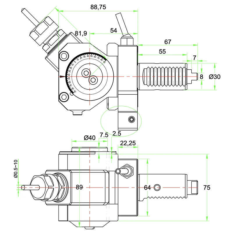 Приводной регулируемый (±90°) блок AdvaCUT VDI30 DIN HD1809 (EWS), ER16, T=1:1, RMP=4500, внеш. СОЖ