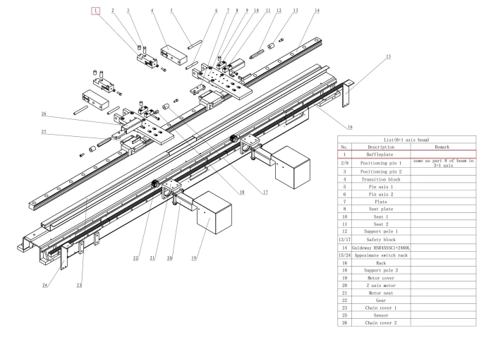 Задний упор AMB, левый, 6+1 осей