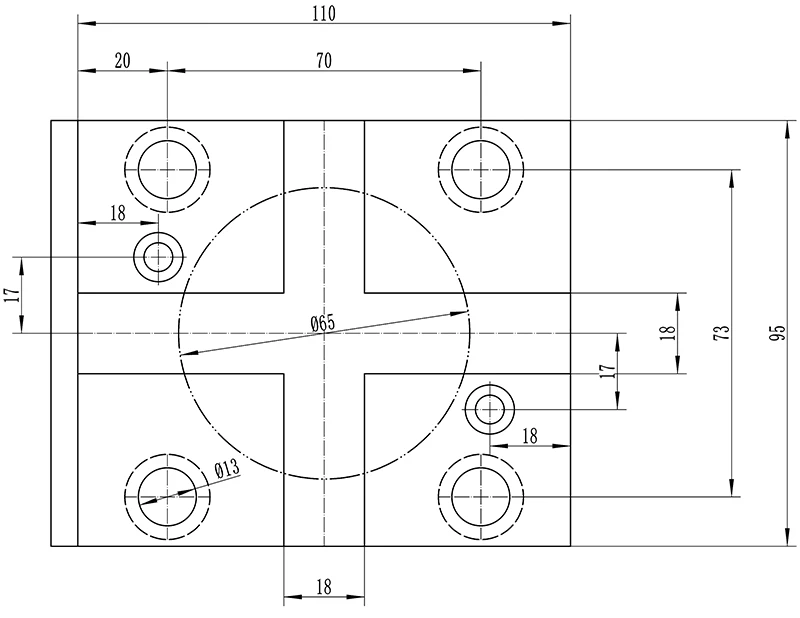 Двусторонний держатель радиальных резцов 25х25 мм, BMT65, H=80 мм