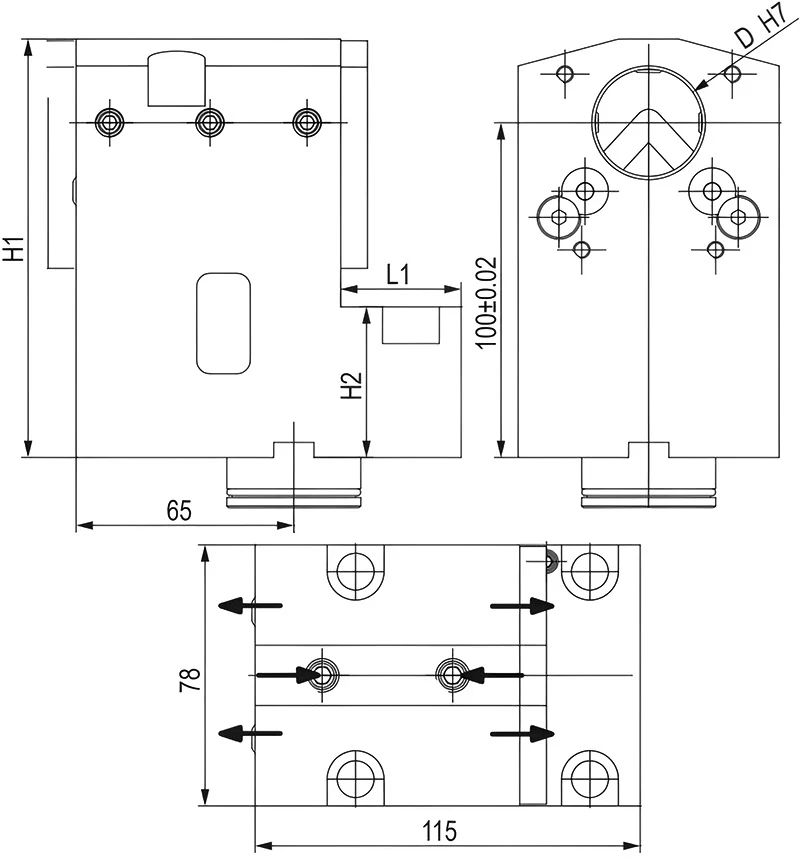 Держатель расточных резцов и корпусных сверл Ø32 мм, BMT40 DMG MORI, H=100 мм