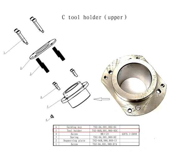Верхний держатель инструмента, станция С, T02-06B,001,000-02C