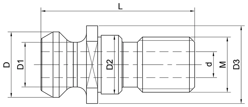 Болт тяговый (штревель) с отверстием и кольцом SK40 ISO 7388/2-B (10 шт.)