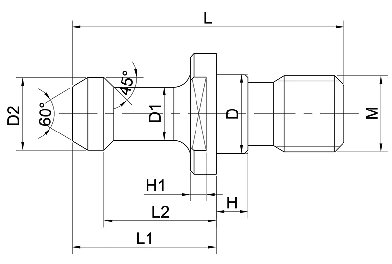 Болт тяговый (штревель) с отверстием, с кольцом, 45°, BT40, MAS403/BT, 1шт.