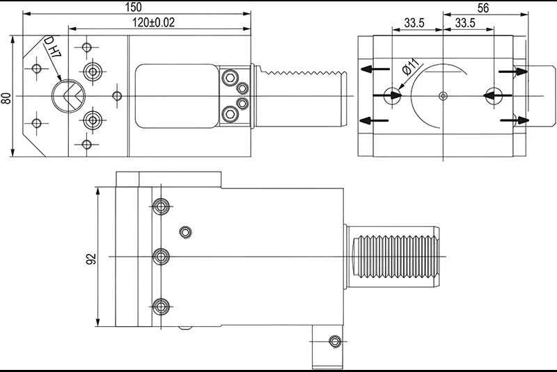 Держатель расточных резцов Ø32 мм, VDI40 DMG MORI, H=120 мм