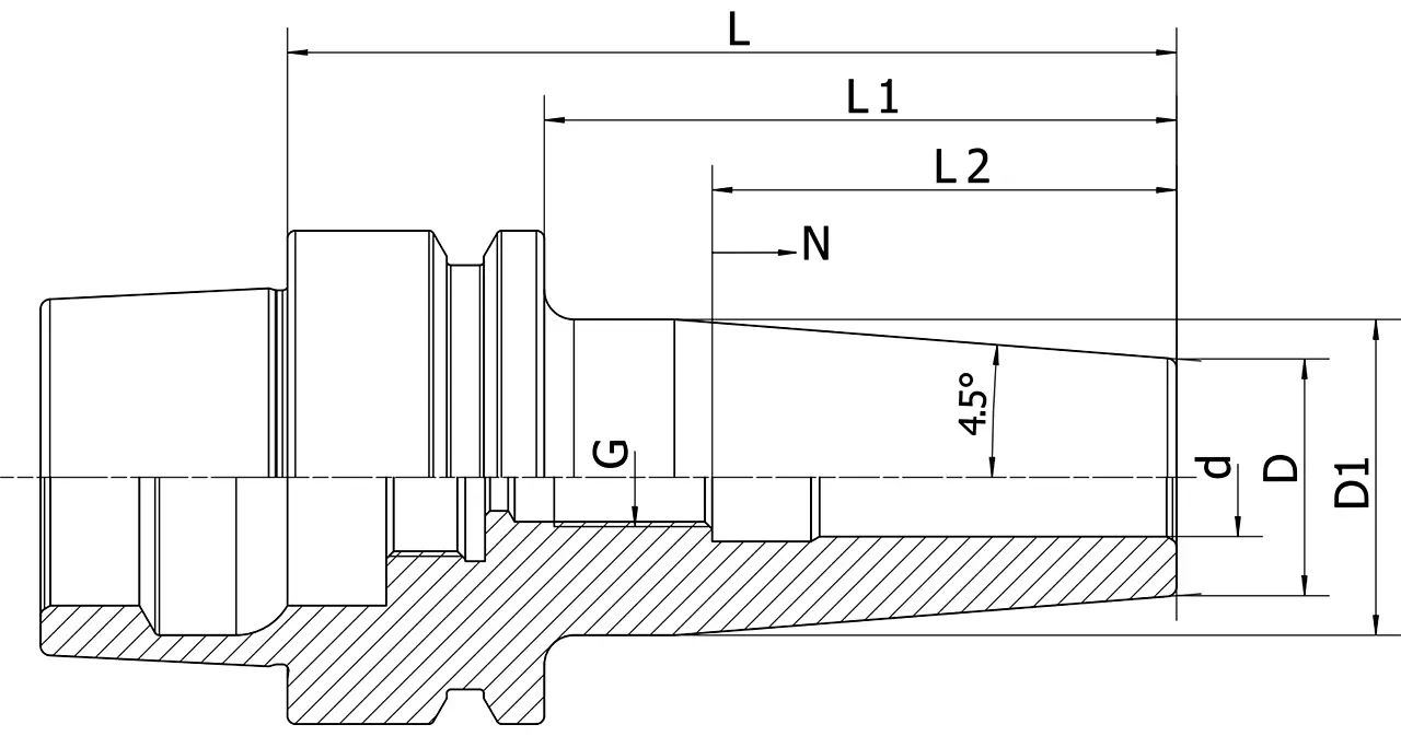 Термозажимной патрон AdvaCut HSK40E, ø=12мм, H=90мм, с уклоном 4.5°; DIN 69893; G2.5