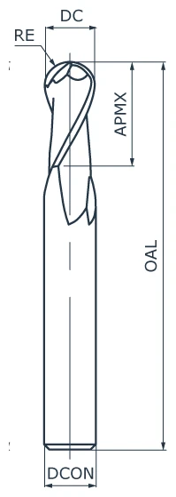 Фреза концевая твердосплавная BHS01-BNCM2-040-008-200, сферическая, ØD 4 мм