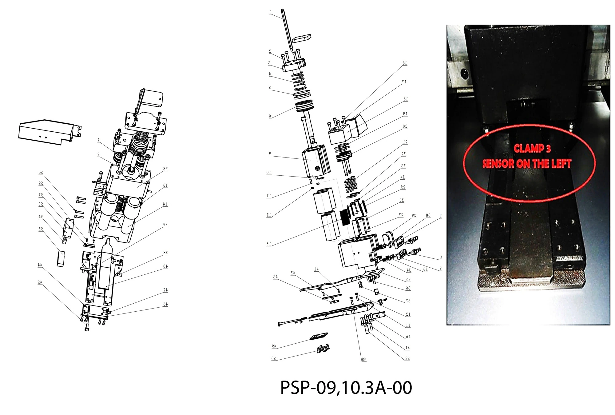 Зажим листа для АМР-600 в сборе левый
