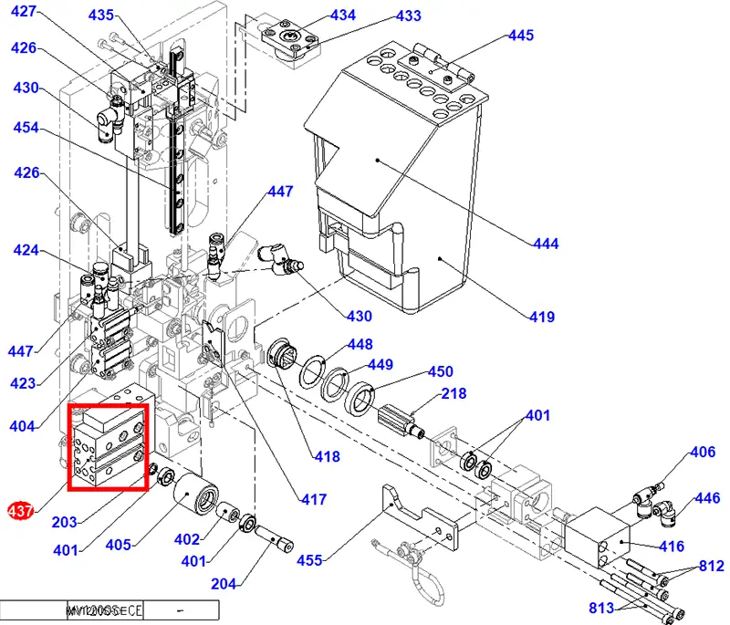 Пневмоцилиндр прижимных керамических роликов. Реплика P663K017P98
