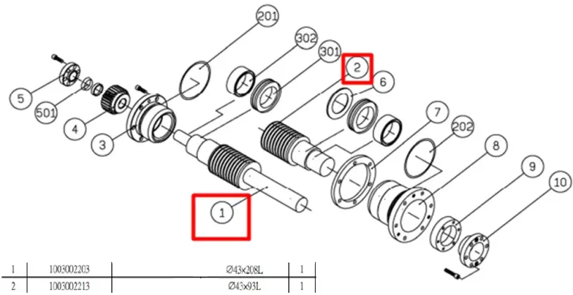 Червячный вал поворотного стола MNC-251R-2TE7