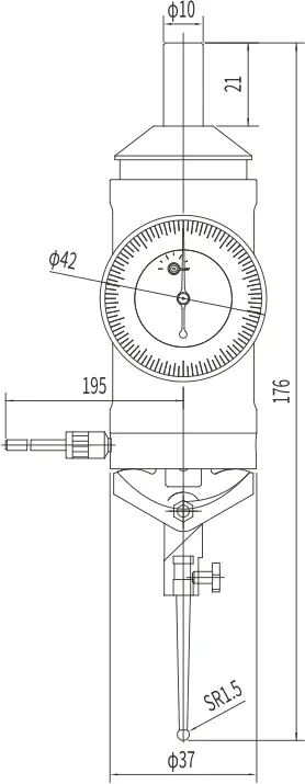 Центроискатель индикаторный механический; 0-0,15"; 0,0005"