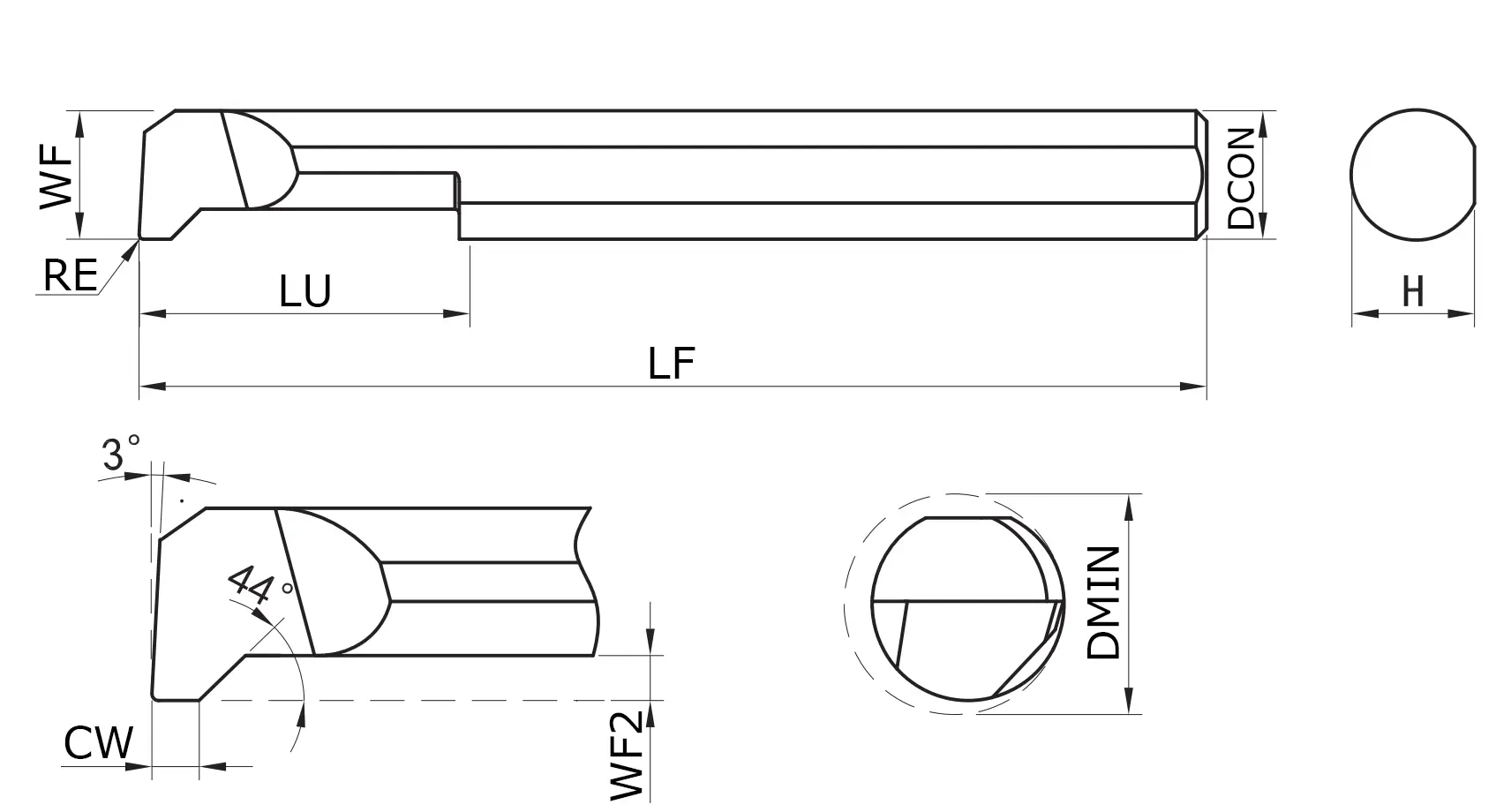 Мини-резец канавочный для выхода резца MKKFR-060-150-020-NS