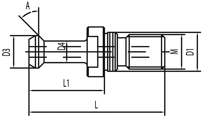 Болт тяговый (штревель) с отверстием, с кольцом, 45°, SK40 DIN69871, для HAAS, 1шт.