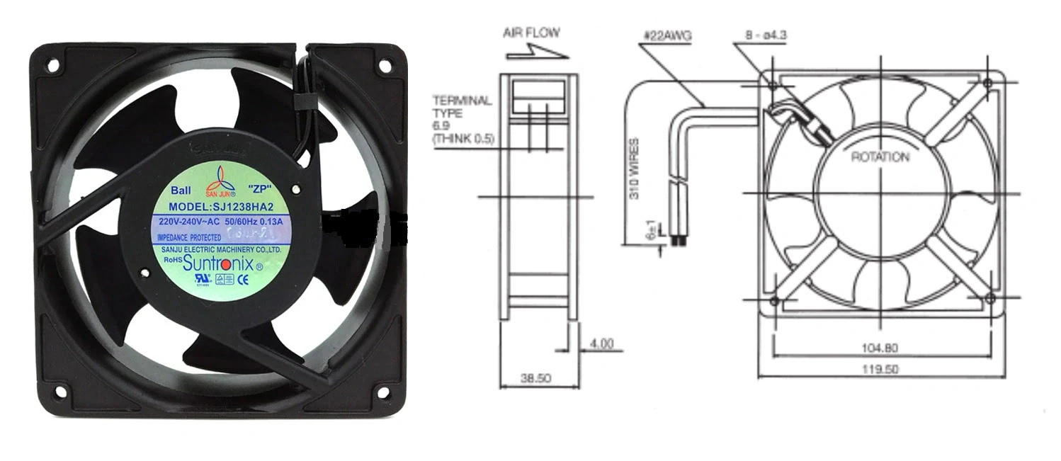 Вентилятор охлаждения электрошкафа SJ1238HA2BAT (L)