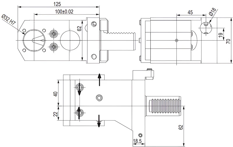Держатель расточных резцов и корпусных сверл Ø32 мм, VDI30 OKUMA, H=100 мм