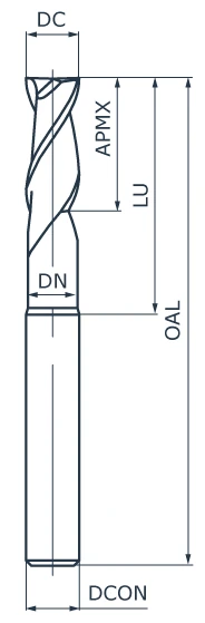 Фреза концевая твердосплавная AAL153-SQFN4-160-051-000-IC, обниженная шейка, ØD 16 мм