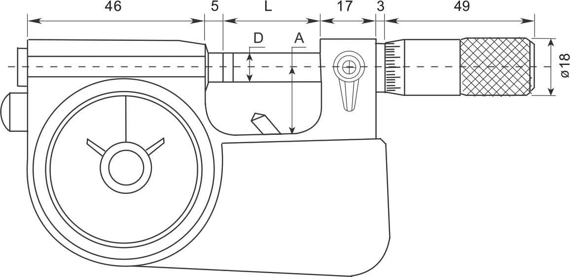Микрометр рычажный, микровинт Ø6,5мм; 25-50мм; 0,001мм