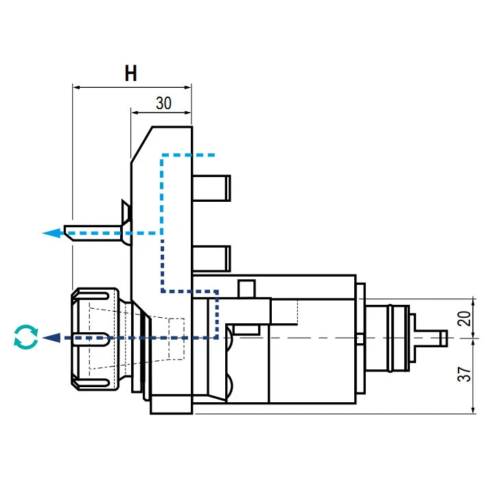 Приводной прямой блок AdvaCUT BMT32, ER-32, T=1:1, RPM=6000, H=60 (DMG MORI-SL-ZL-DL), внеш. СОЖ