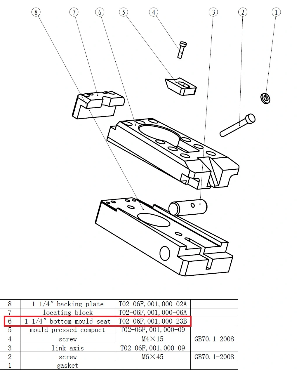 Держатель матрицы В станции старого образца T02-06F,001,000-23B