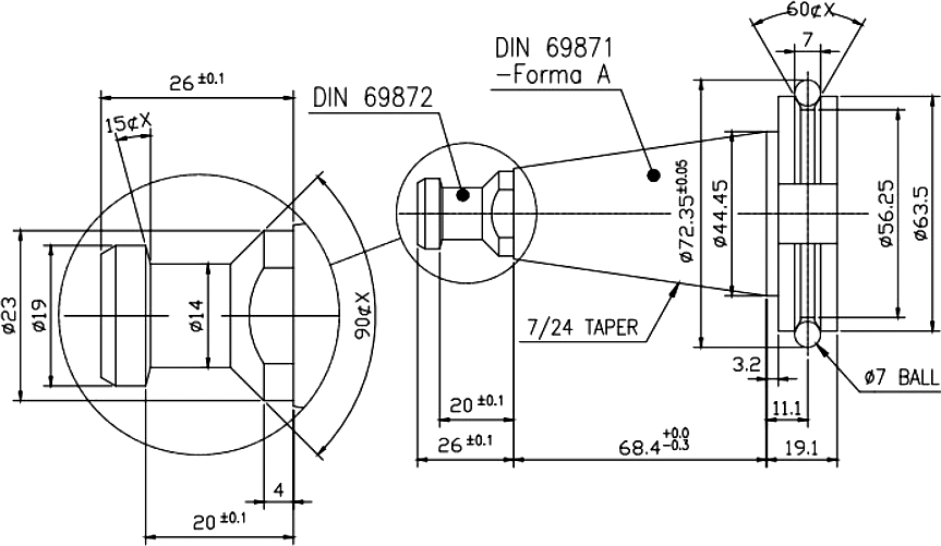 Фрезерная оправка DIN 69871 и штревель DIN 69872