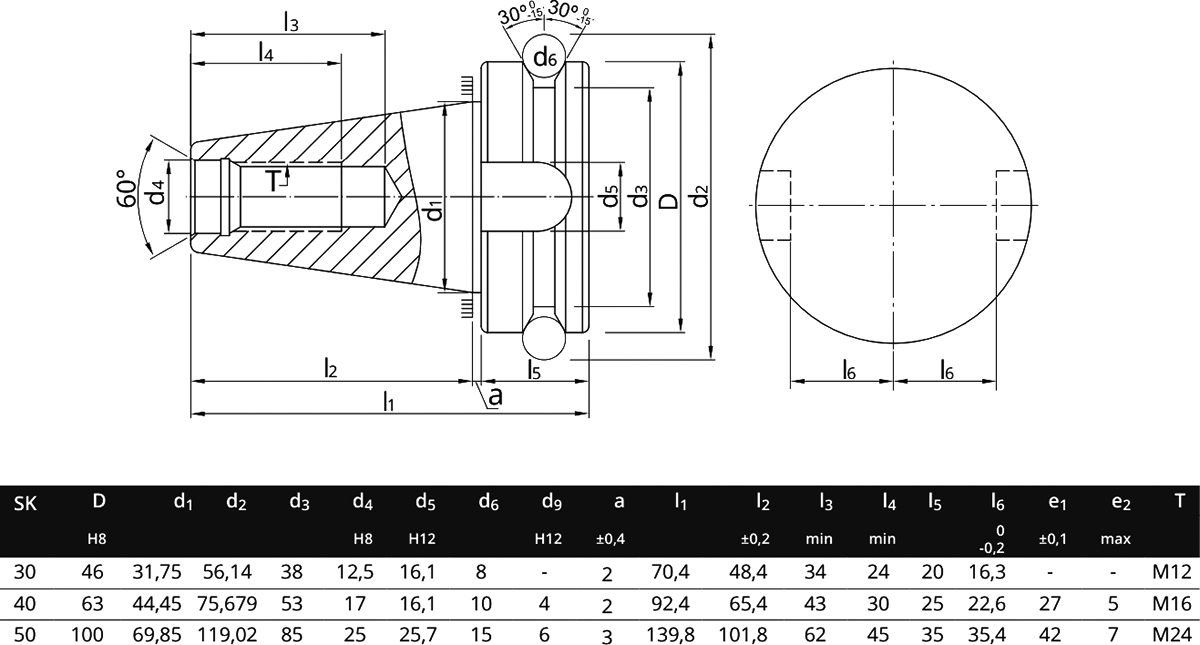 Размеры оправок по MAS 403 BT
